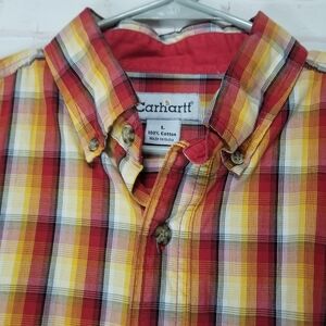 Carharrt Shirt Mens L Large 16 Red Plaid Button Up Long Sleeve‎ Work